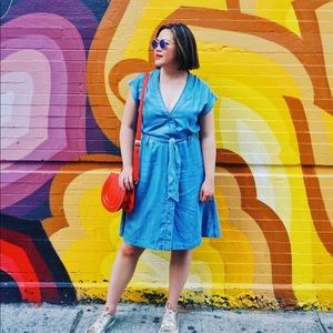 Chambray wrap dress, sz 6/8 small / medium